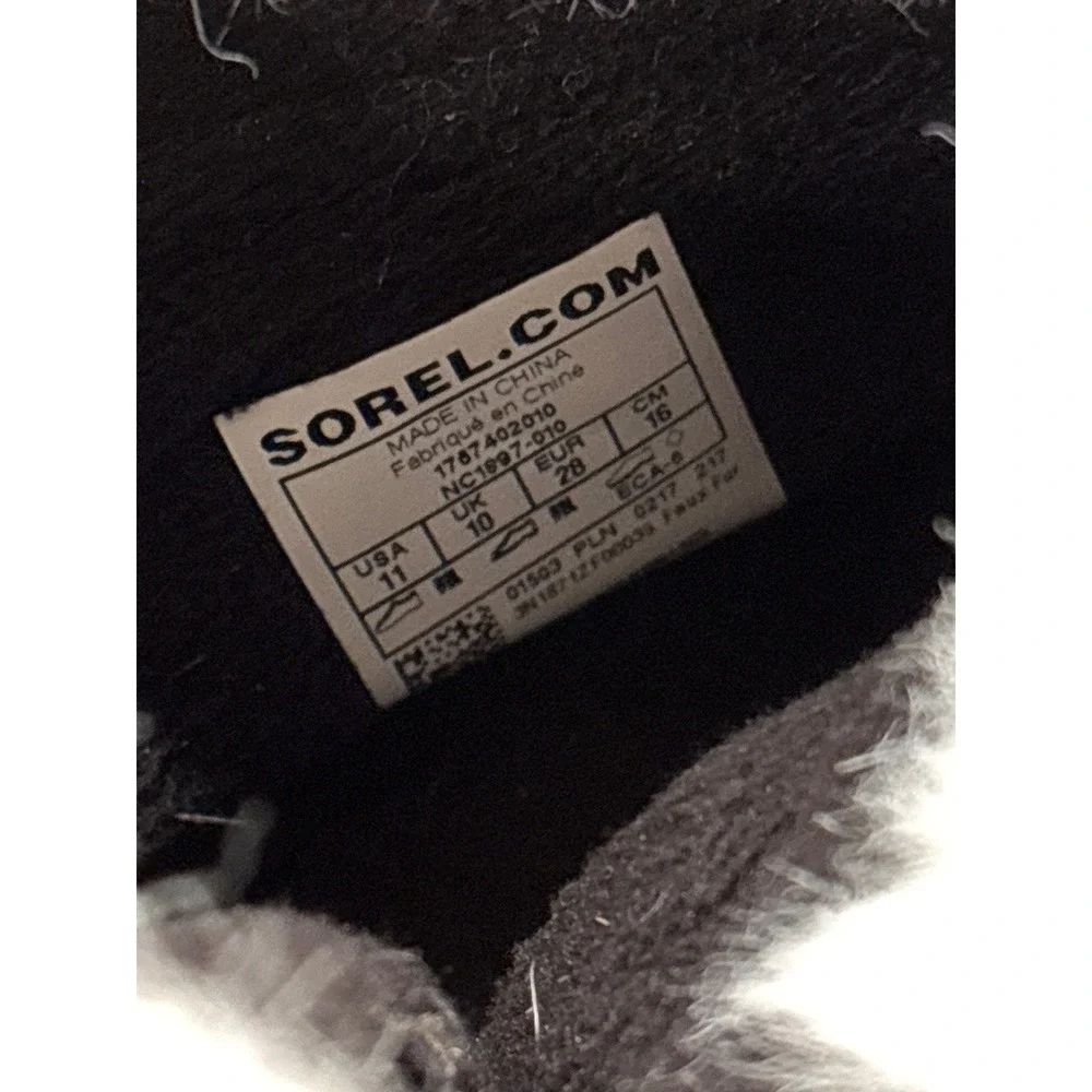 Sorel black Whitney faux fur trim winter boots toddler girls 11